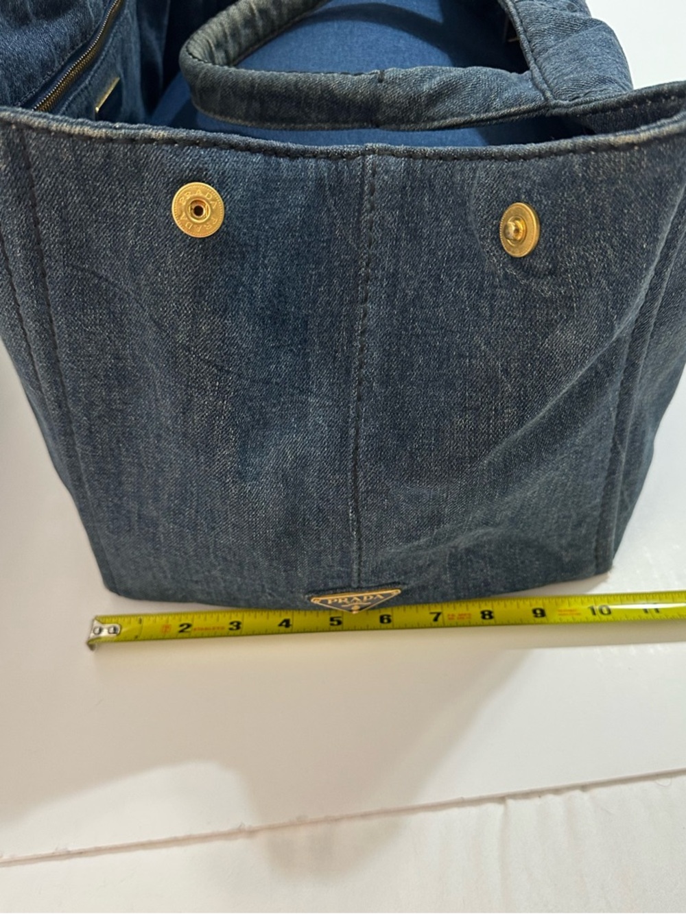 Delete me-PRADA CANAPA LARGE DENIM TOTE BAG BLUE AVIO ITALY LOGO AUTHENTIC - Picture 14 of 16